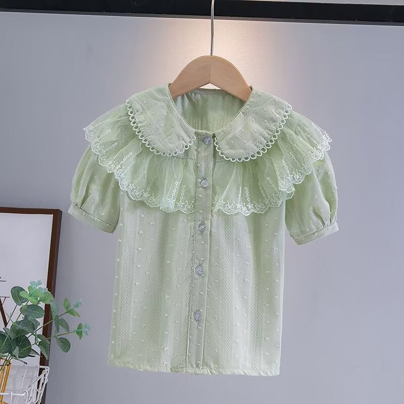 Children summer White T shirt