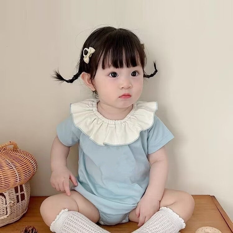 New Cute Style Summer Short Sleeve Baby Bodysuit With Bib