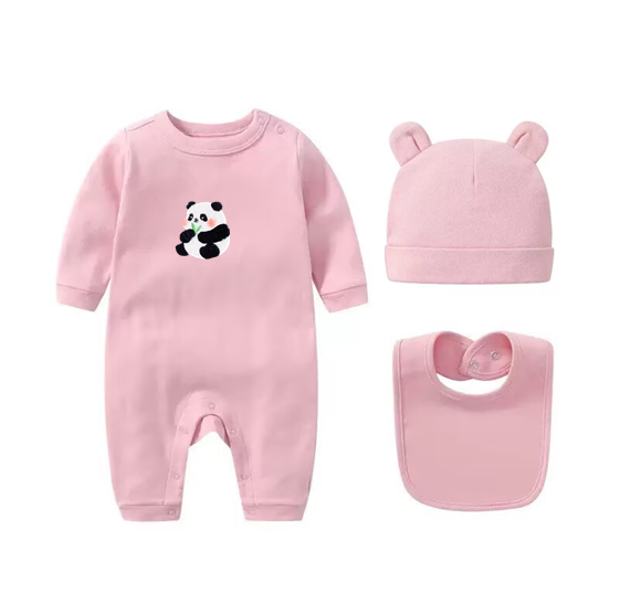 Fashion Newborn Baby Bodysuit and hat and bib Clothes