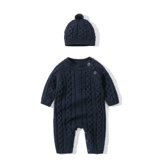 Newborn Baby Darkblue Cute Sweater With Hat