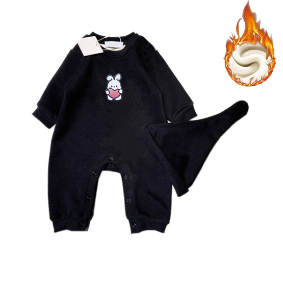Newly Baby Newborn Winter Plus Velvet Bodysuit With Hat