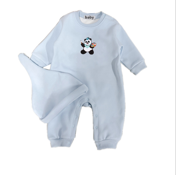 New Baby Children Plus velvet thicken bodysuit and Hat
