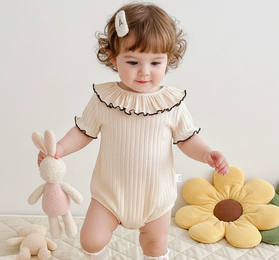 Fashion baby Clothes Lovely Romper With Bib