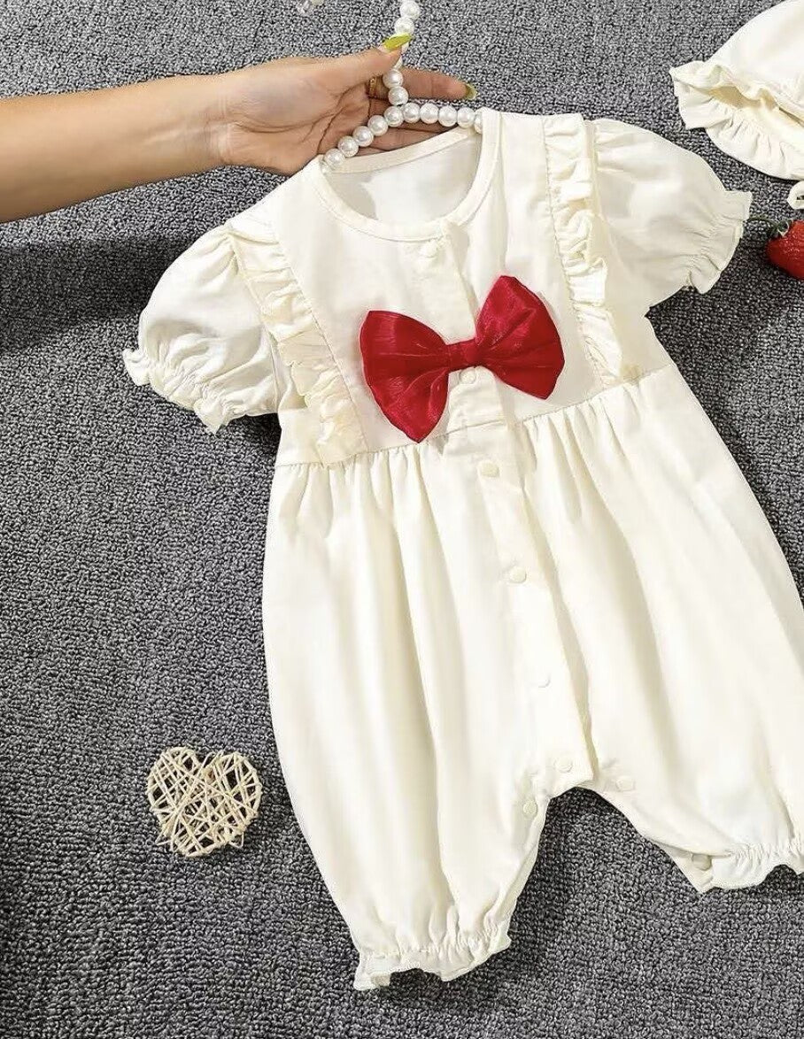 Fashion Style Summer Short Sleeve Baby Bodysuit With Bib